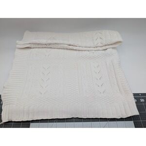 Bright Future Baby Blanket Cream White Cable Knit Cotton Pointelle Chevron